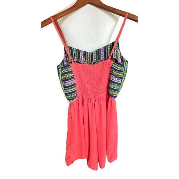 Poetry Multicolor Adjustable Spaghetti Strap Elastic Waist Romper Women's Sz M - Picture 2 of 11